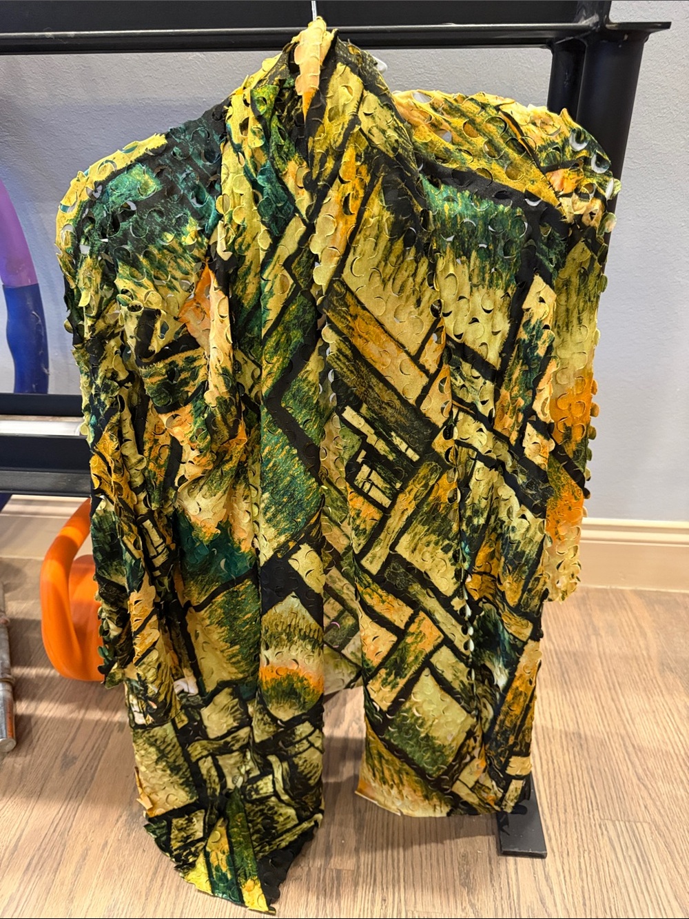 Bold Yellow & Green Abstract Textured Blouse